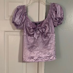 Shein Womens Lavender Bow Tied Top Size M